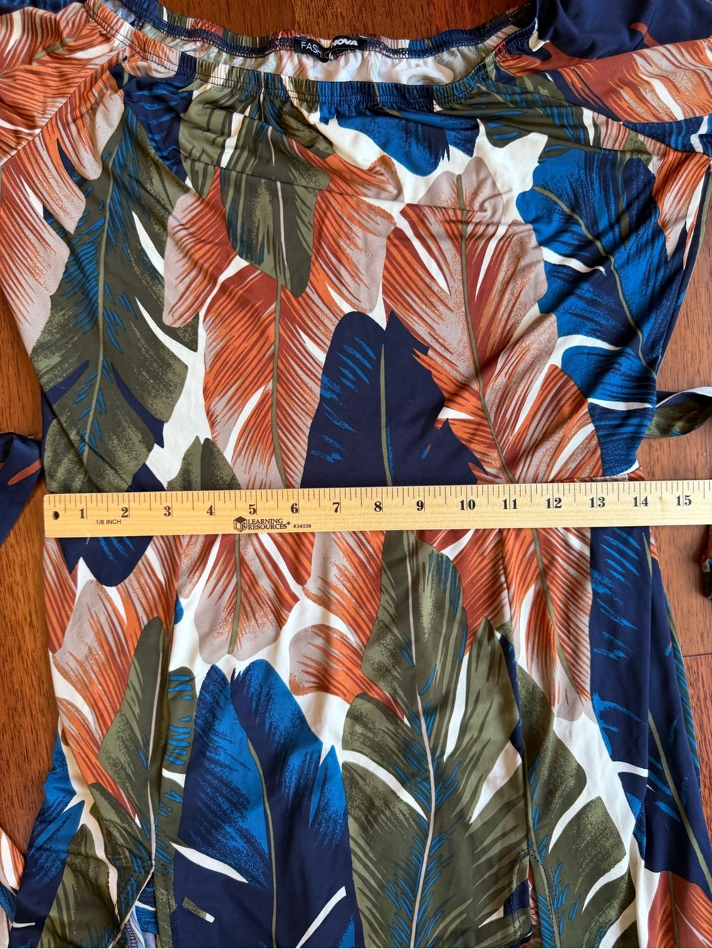 Fashion Nova One-Shoulder Tropical Maxi Dress in Navy, Olive & Rust - Picture 6 of 8